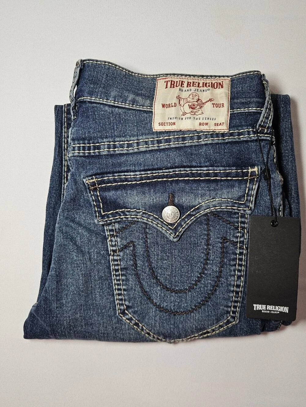 True Religion GENO BIG T Flap Pockets Relaxed Slim Jeans W32 L32 NWT